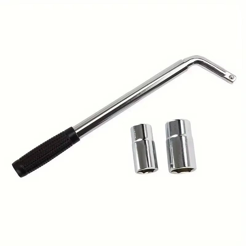 3pcs Car Steel Tire Socket Wrench Set L - Shaped Extendable Telescopic Rod for Car Wheel Lug Nut Removal and Repair - HomeDIYer