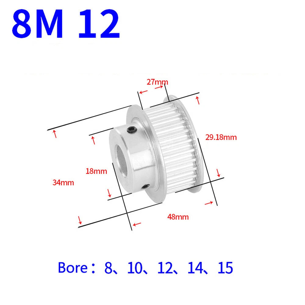 HTD-8M 12-60T Timing Belt Pulleys Pitch 8mm BF-type Synchronous Wheel Width 27mm