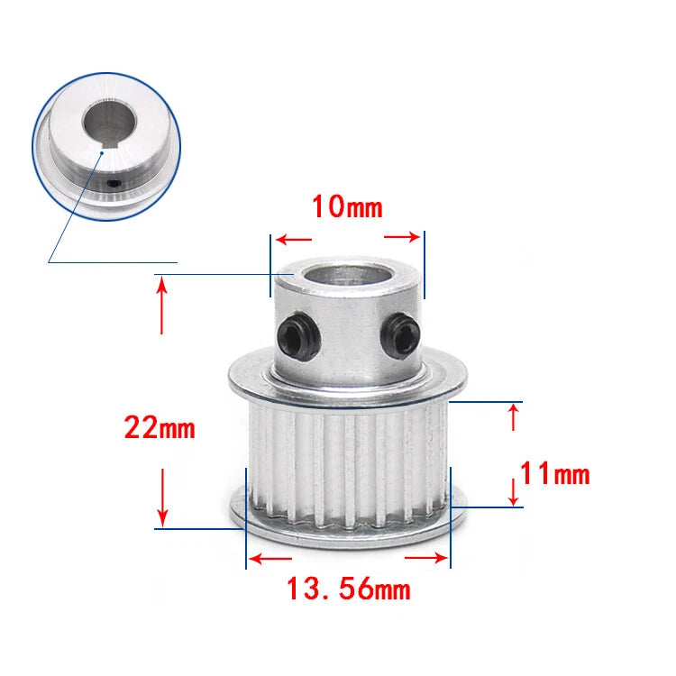 3M Timing Belt Drive Pulley BF-Type 15T-100T Bore 3-25mm For 10mm Width Belt
