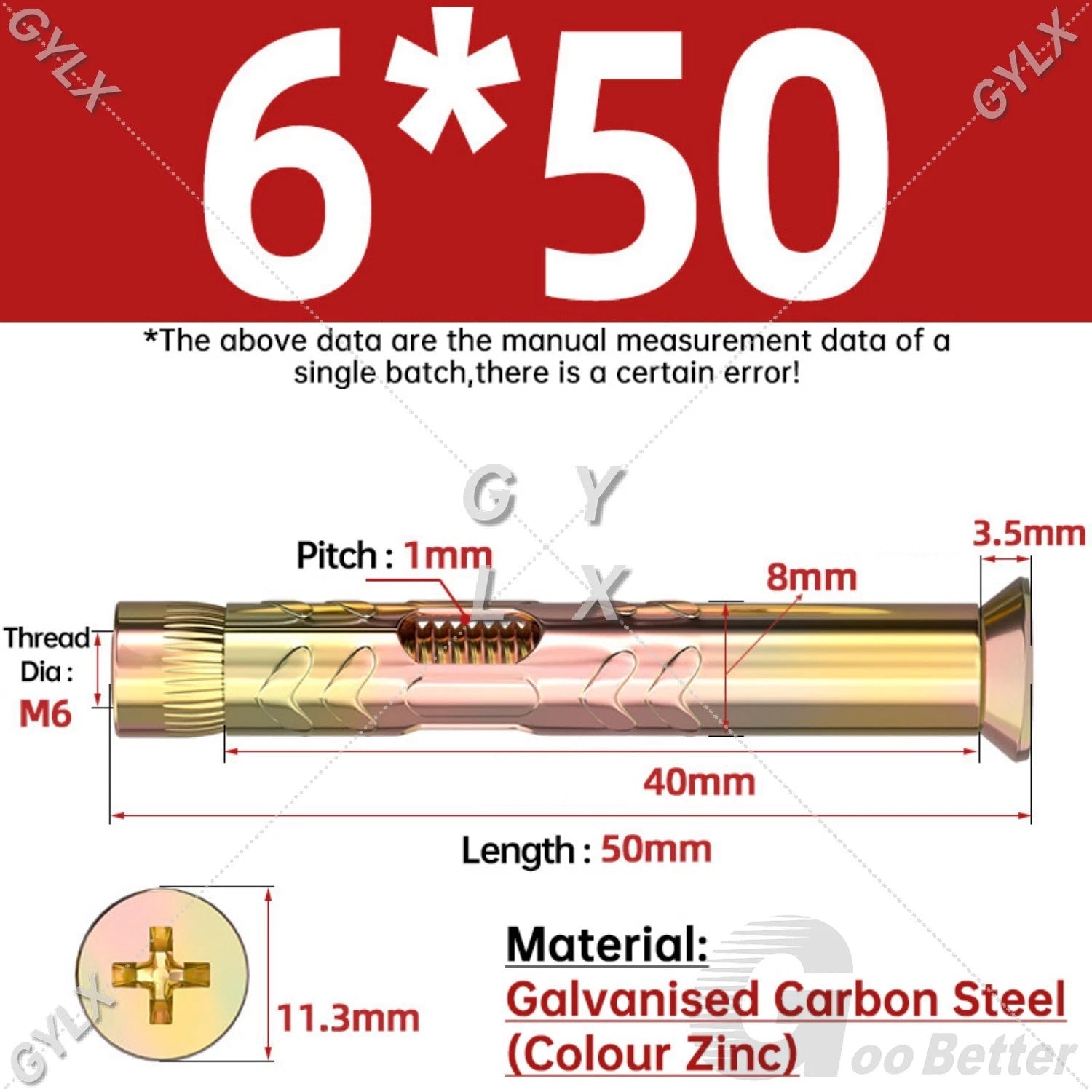 M6 M8 M10 Galvanised Countersunk Head Sleeve Anchor Expansion Bolts