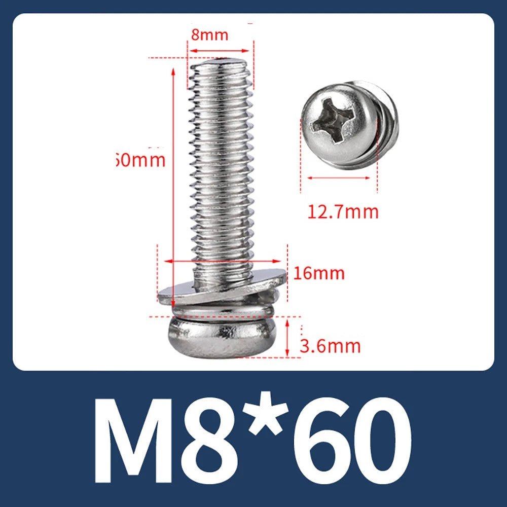 M2–M10 Phillips Button Head Machine Screws — 304 Stainless Steel - HomeDIYer