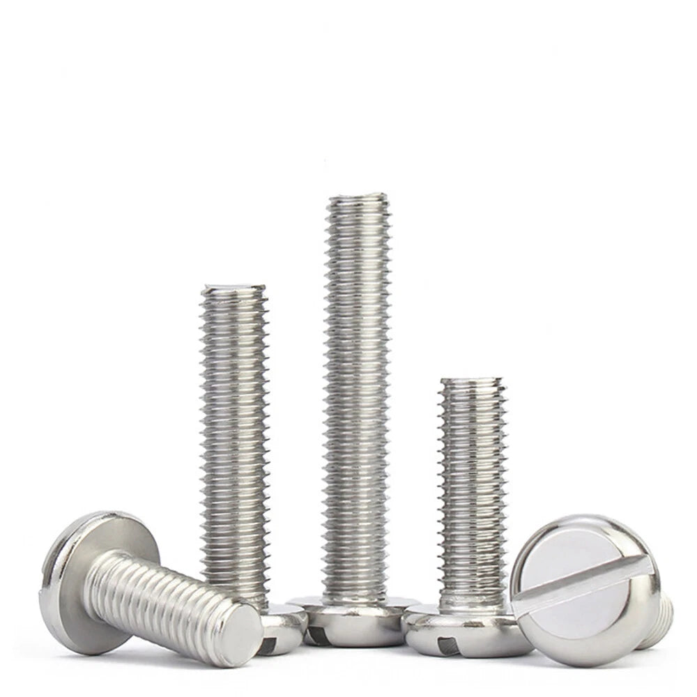 Slotted Pan Head Machine Screws – M1.6 to M4, A2 Stainless Steel, Fully Threaded, Lengths 3mm–60mm