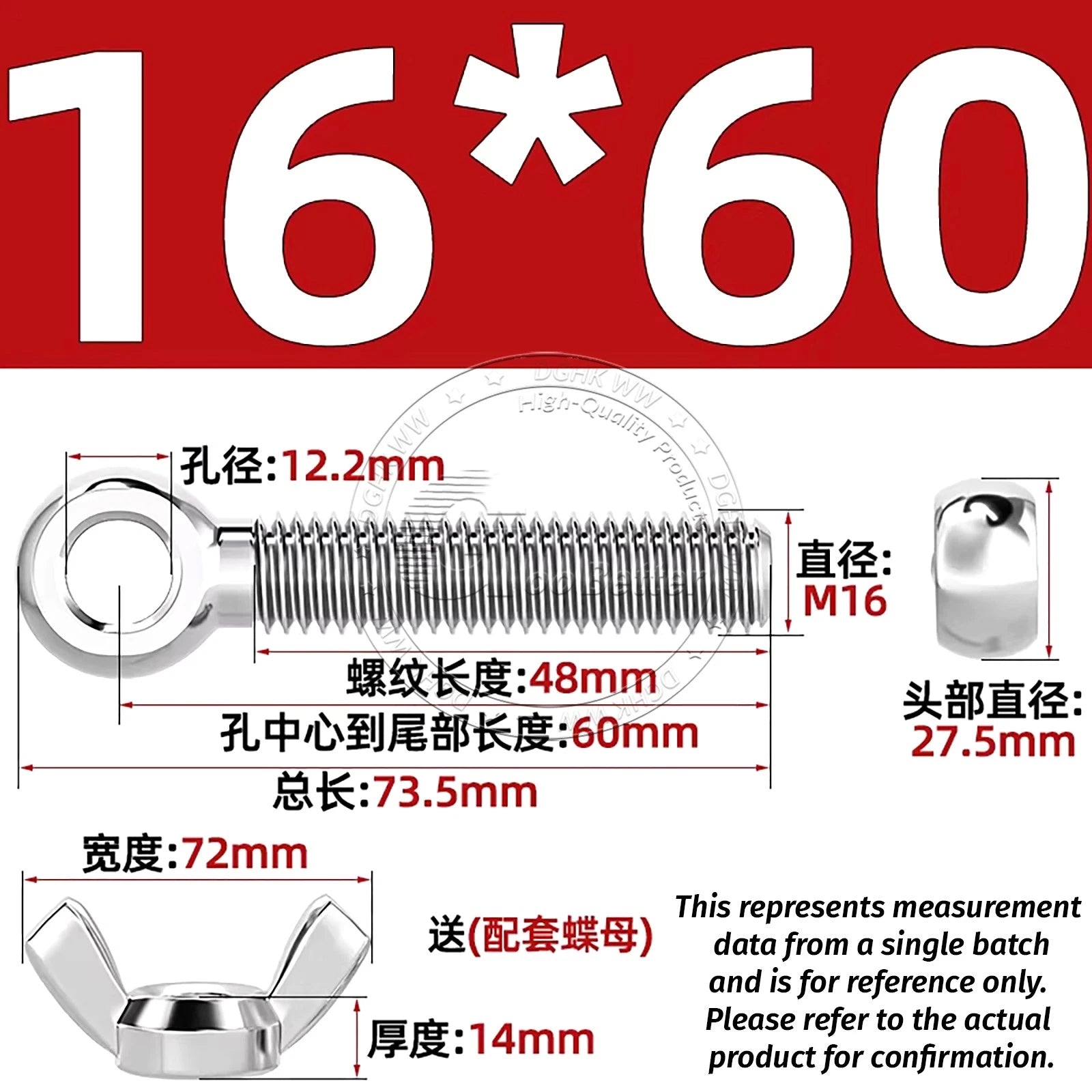 Eye Bolts with Nut — Forged Stainless Steel Threaded Ring Hanging Screws