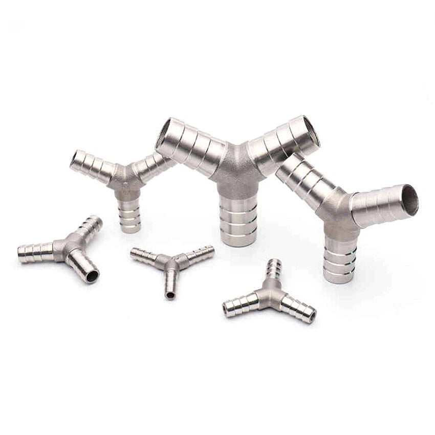 Stainless Steel Barbed Tee & Y Hose Fitting — T-Type & Y-Type, Φ6mm–Φ25mm