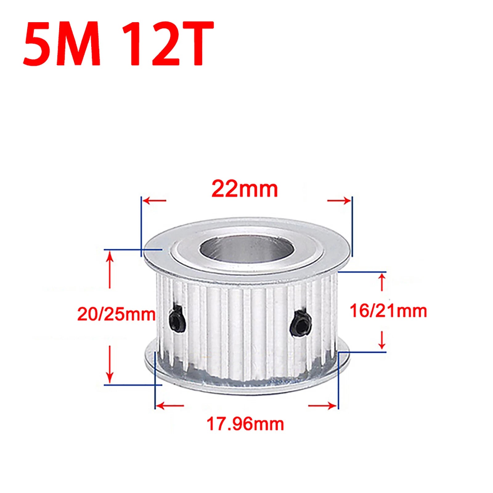 5M Timing Belt Pulley Drive Pulley Through Hole 10T -100 Tooth 21mm Width For 3D