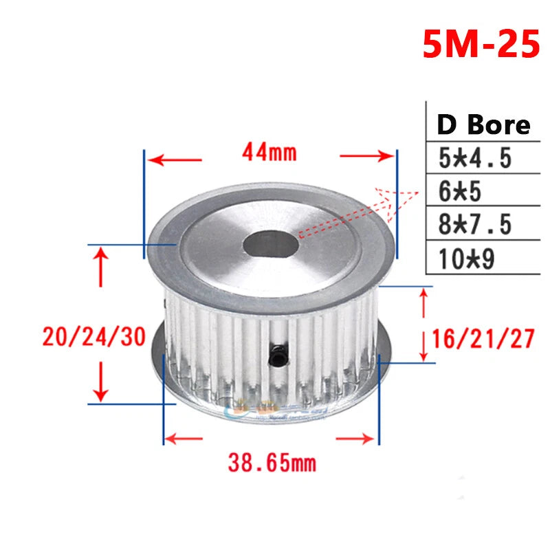 5M Timing Belt Pulley 15T-25T Synchronous Wheel Sprocket For 10-25mm Width Belt