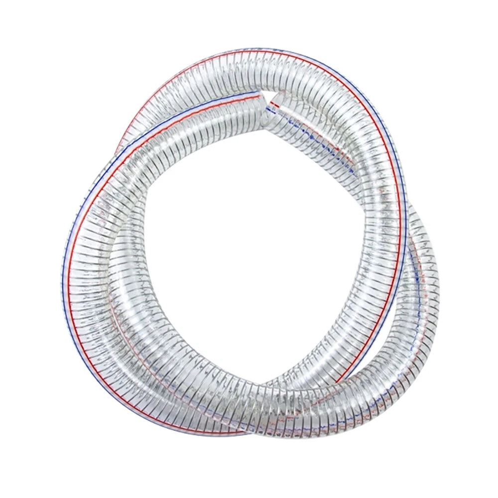 Clear Flexible PVC Hose Pipe with Braided Steel Wire Reinforcement — Fuel & Fluid Transfer