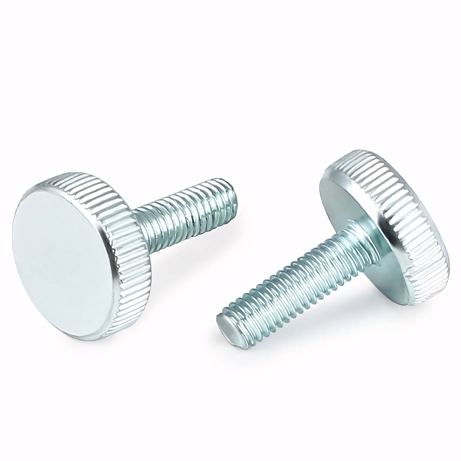 Knurled Thumb Screws with Large Flat Head — A2 Stainless Steel & Galvanized, M3 to M10