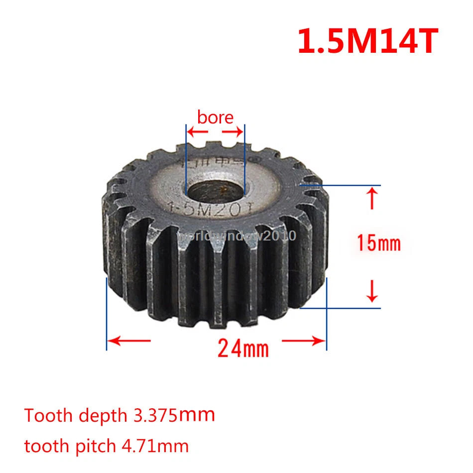 45# Steel Spur Gear 1.5M12T-60T Metal Mod 1.5 Pinion Gear 12-60 Tooth Moter Gear