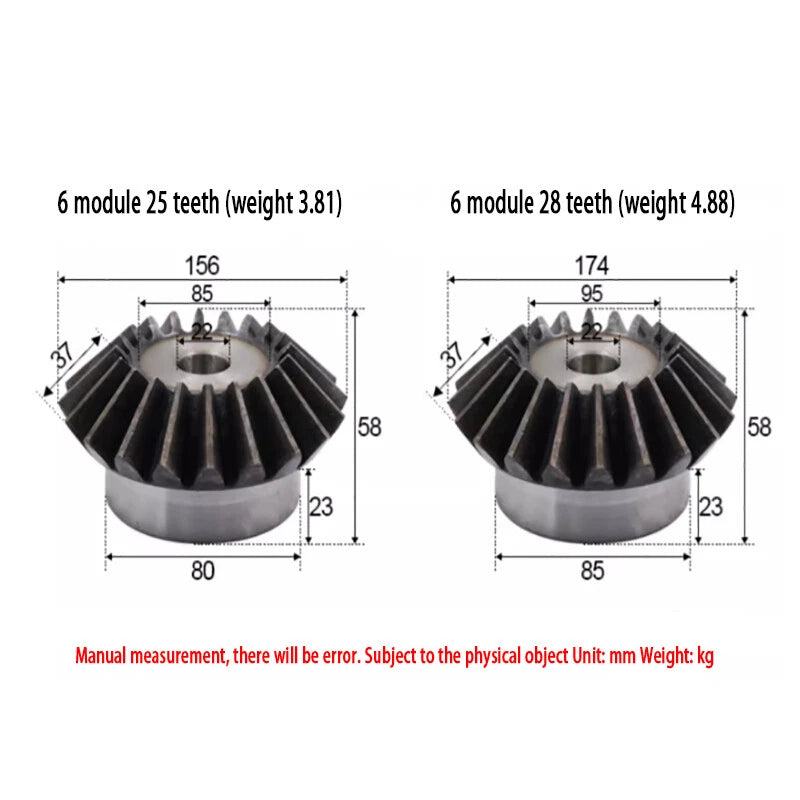 4/5/6 Mod Bevel Gear 15-30 Teeth Transmission Gears Bevel Teeth 90° 45# Steel
