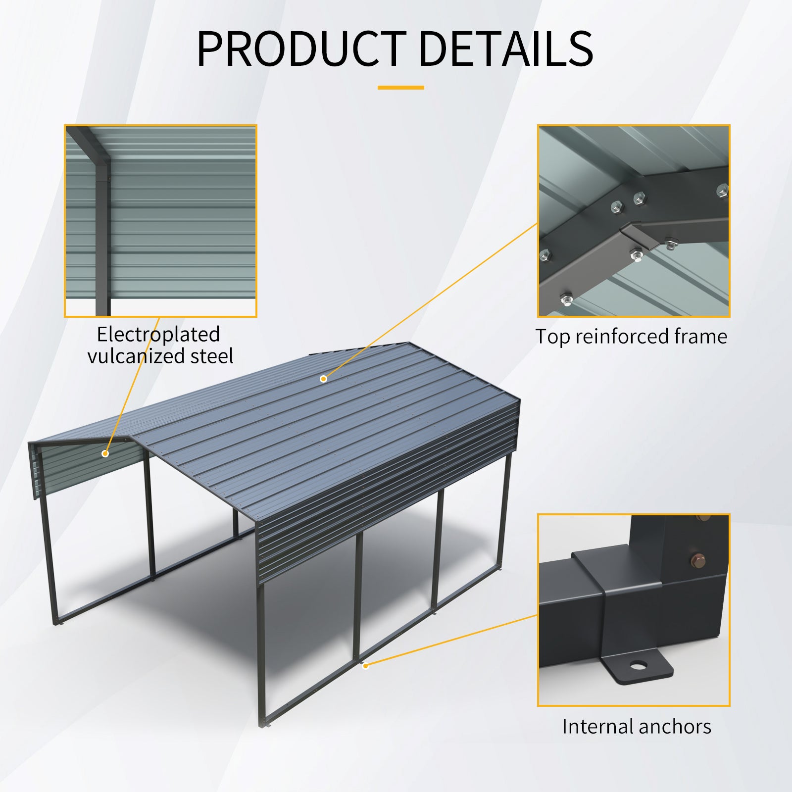 Outdoor Carport, 10 X 15 FT Carport, Heavy Duty Carport Canopy with Galvanized Steel Roof and Frame, Metal Carport Large Garage for Driveway Car, Truck ,302 ibs