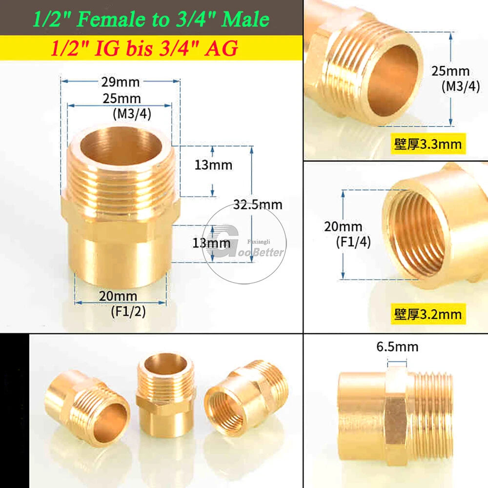 BSPT Reducing Adapter Fittings — Brass Female to Male, 1/8" to 2"