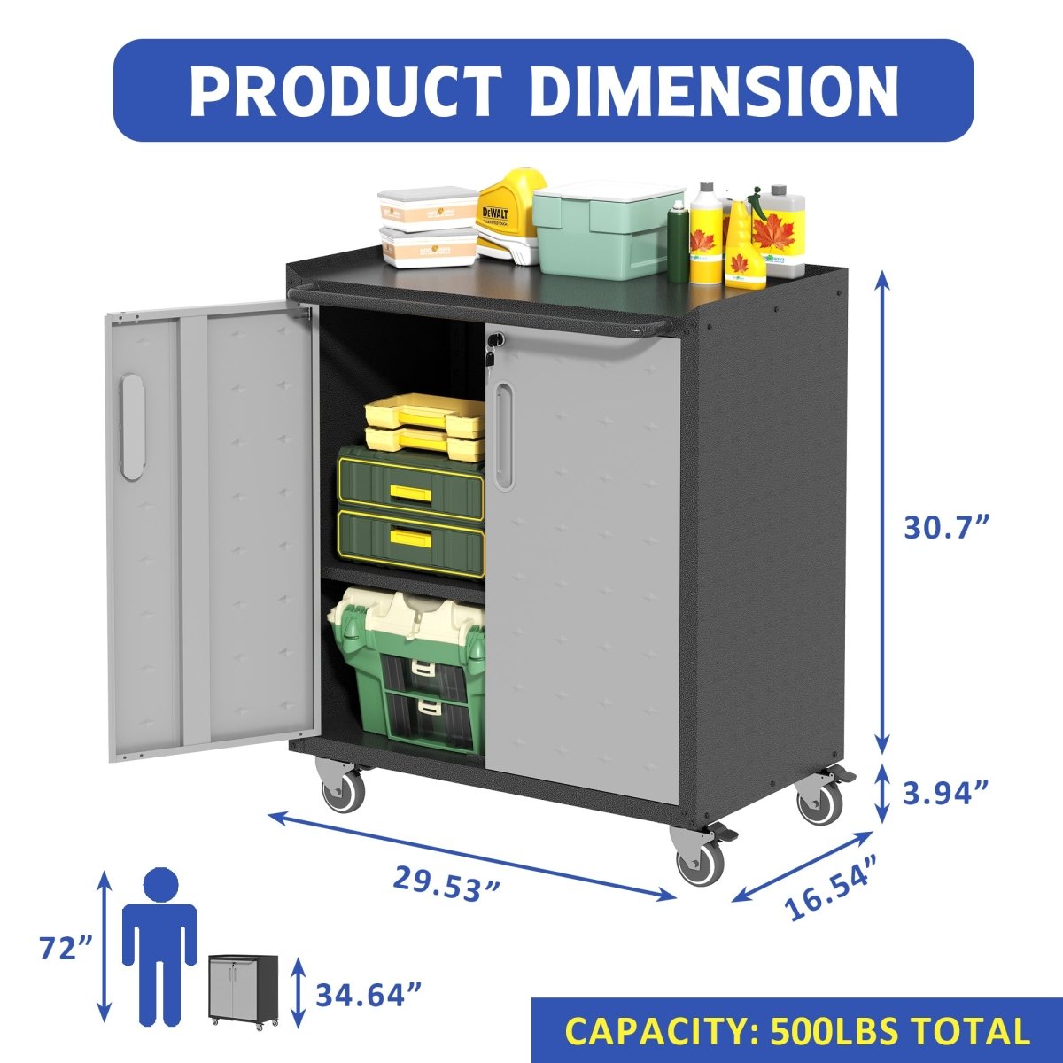 Heavy - Duty Metal Garage Storage Cabinet with Wheels - Sturdy and Durable Tool Storage Cabinet for Garage, Office, and Home Organizer Solutions - HomeDIYer