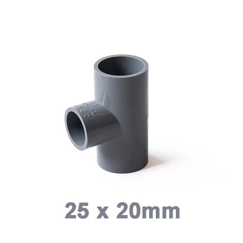 PVC Reducing Tee Pipe & Fittings Solvent Weld Pressure Adapter Connector Grey
