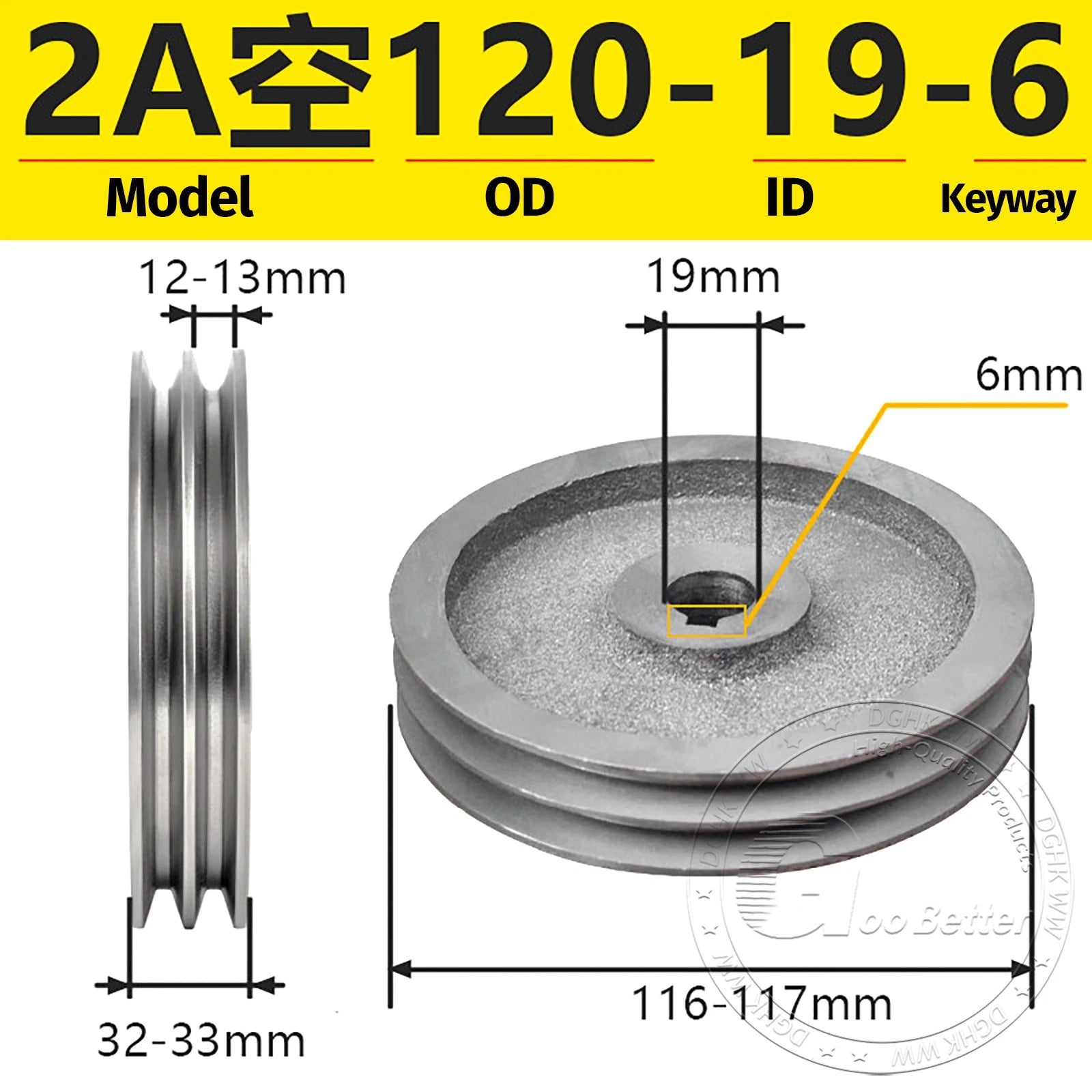 V-Belt Pulley Motor Pulleys Hollow 6-8mm Discs Dia Ø120-250mm For 2A Type Belts