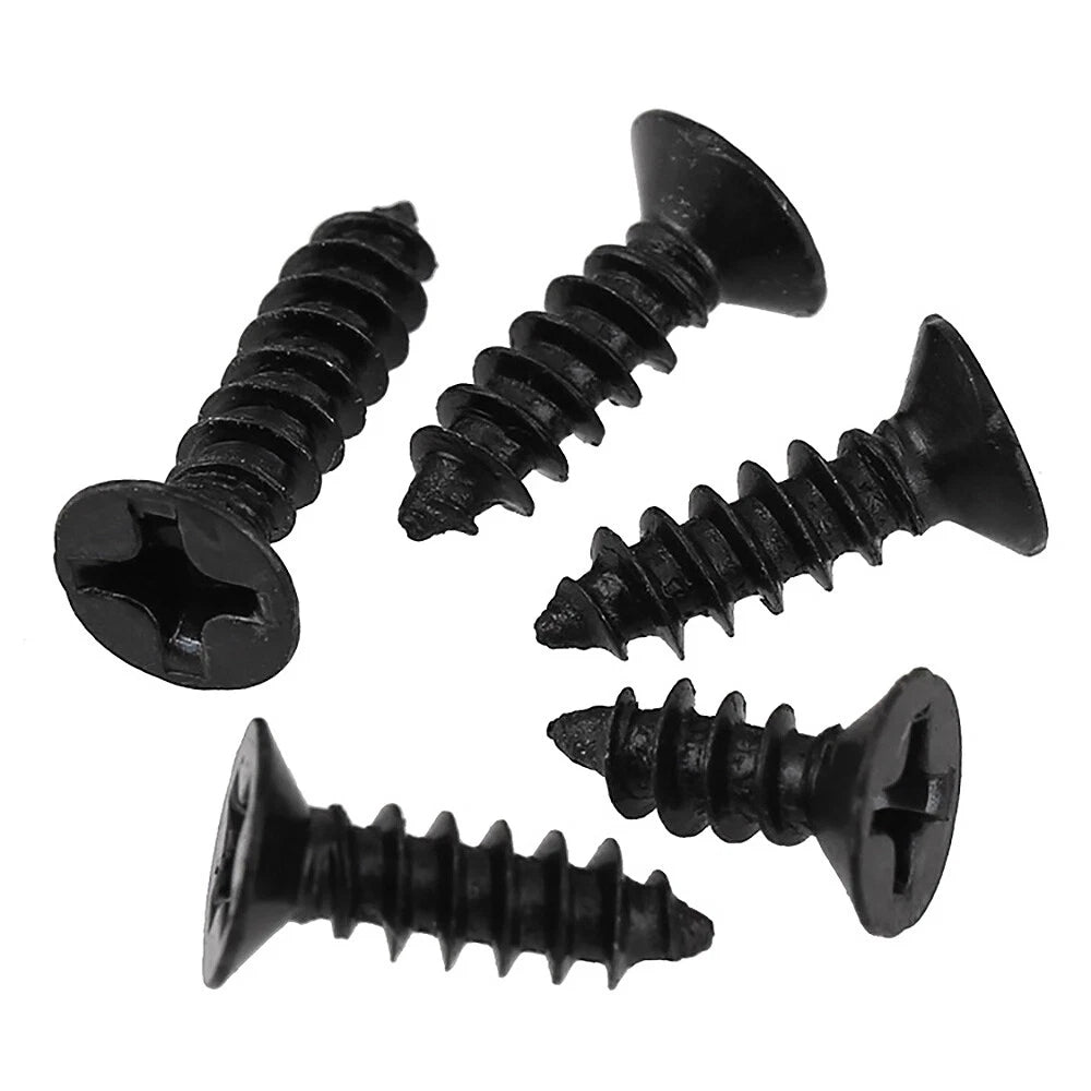M1 M1.2 M1.4 M1.7 M2 M2.3 M2.6 M3 Flat Countersunk Self‑Tapping Screws – Black Zinc Carbon Steel