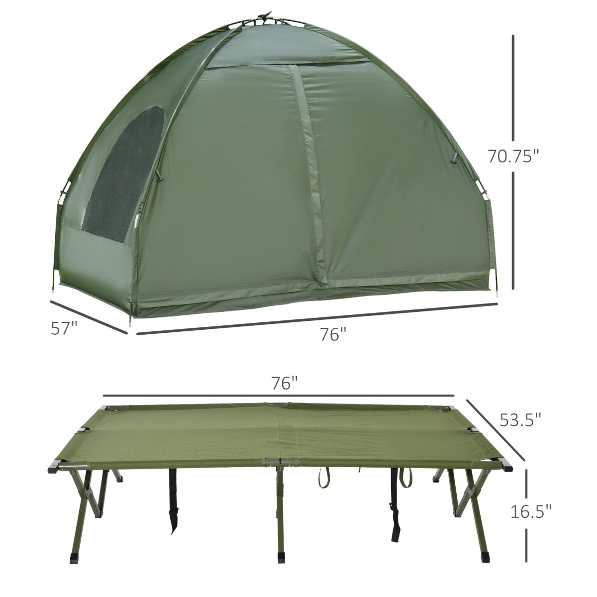 2 Person Foldable Camping Cot with Tent, Bedspread and Thick Air Mattress, 4 - In - 1 Elevated Camping Bed Tent for Outdoor Hiking, Picnic, Travel - HomeDIYer