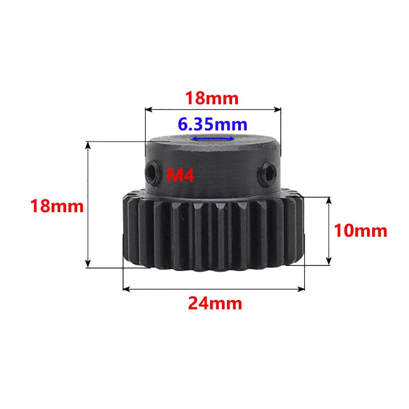 1 Mod 22 Teeth Spur Gear Motor Pinion Gears with Set Screws Black Oxide Steel