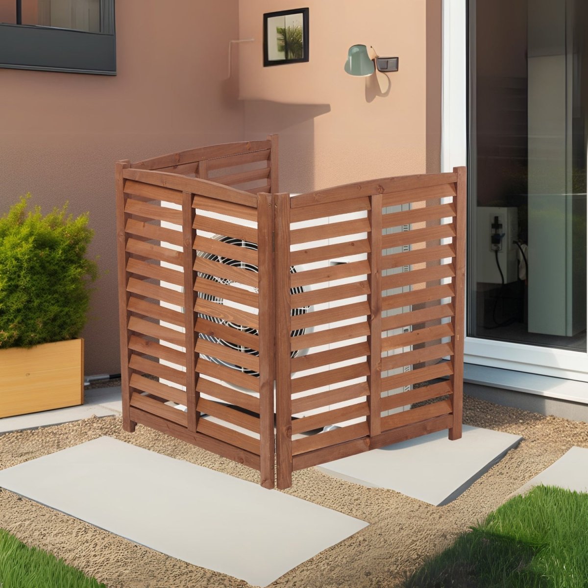 3 - Panel Cedar Privacy Screen for AC Units | 32"x38" Ventilated Outdoor Fence - HomeDIYer