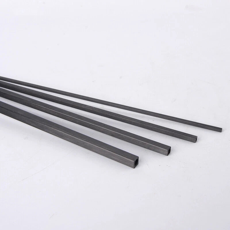 Carbon Fiber Square Tube with Round Hole — 200mm Hollow Pole, 1.7mm to 5mm OD