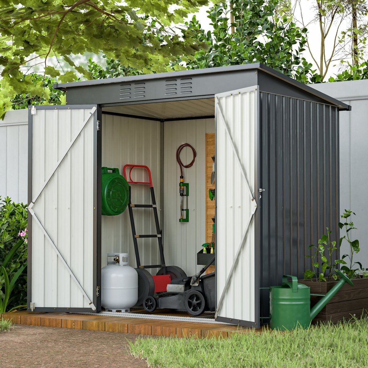 6 x 4 ft Outdoor Storage Shed, All Weather Tool Shed for Garden, Backyard, Lawn, Black - HomeDIYer