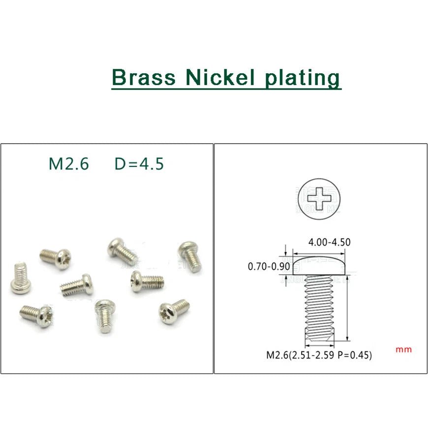 M2.6 Phillips Round Pan Head Machine Screws — Computer Bolts, Multiple Finishes - HomeDIYer