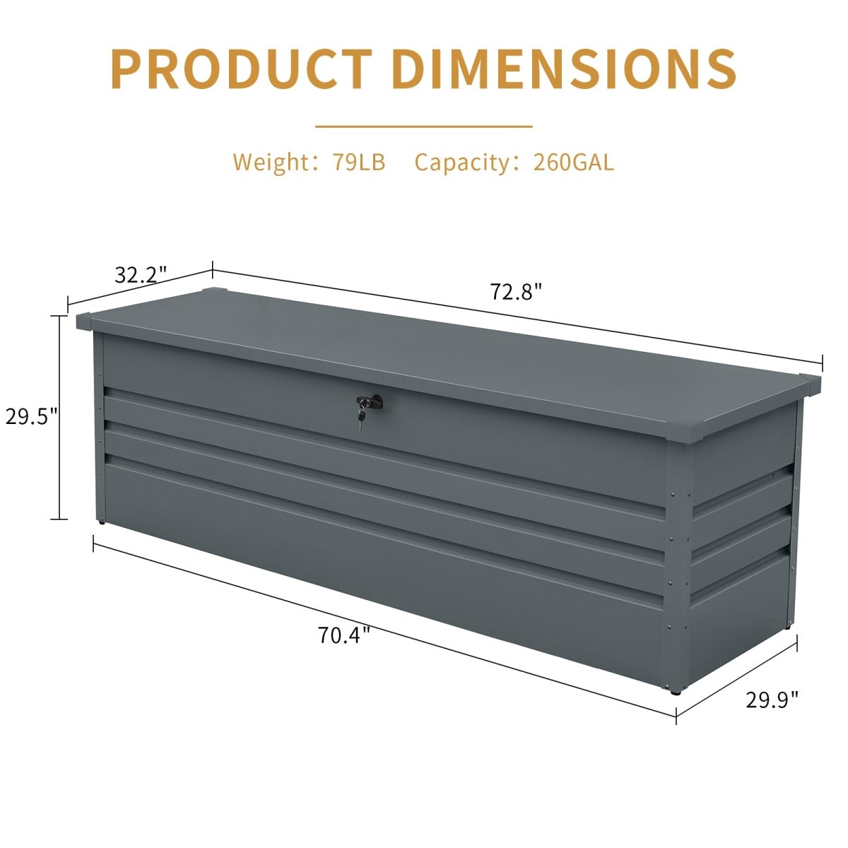 260 Gallon Metal Outdoor Deck Box - Waterproof Lockable Storage with Tabletop - HomeDIYer