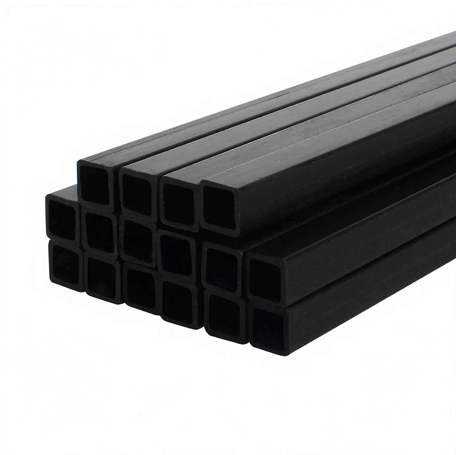 Carbon Fiber Square Tube 500mm — Square & Round Bore, 1.4mm to 12mm OD