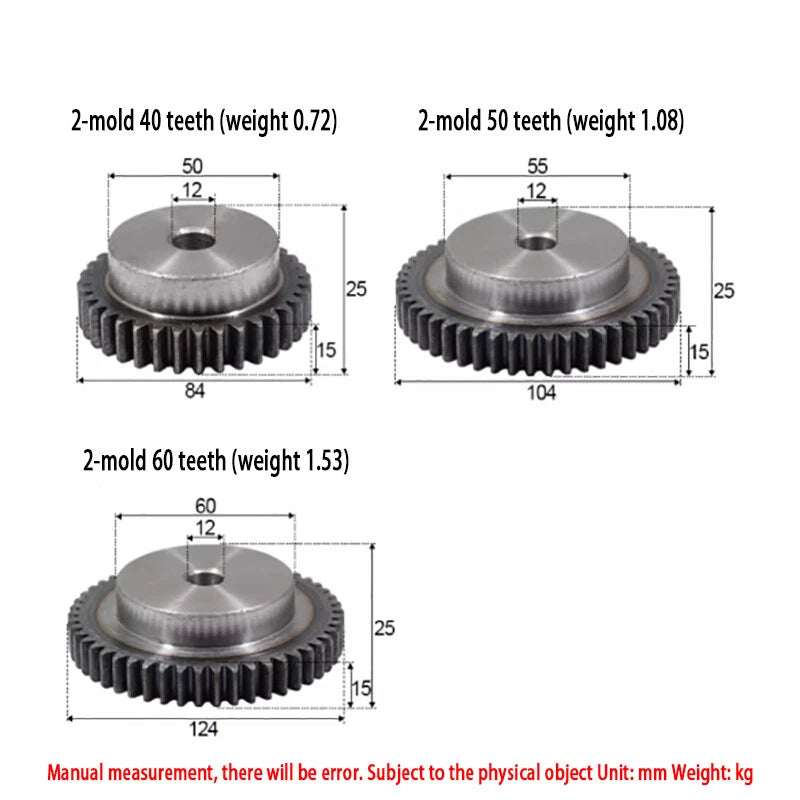 2 Mod 10-60 Teeth Precision Spur Pinion Gear With Step 45# Steel Motor Gear