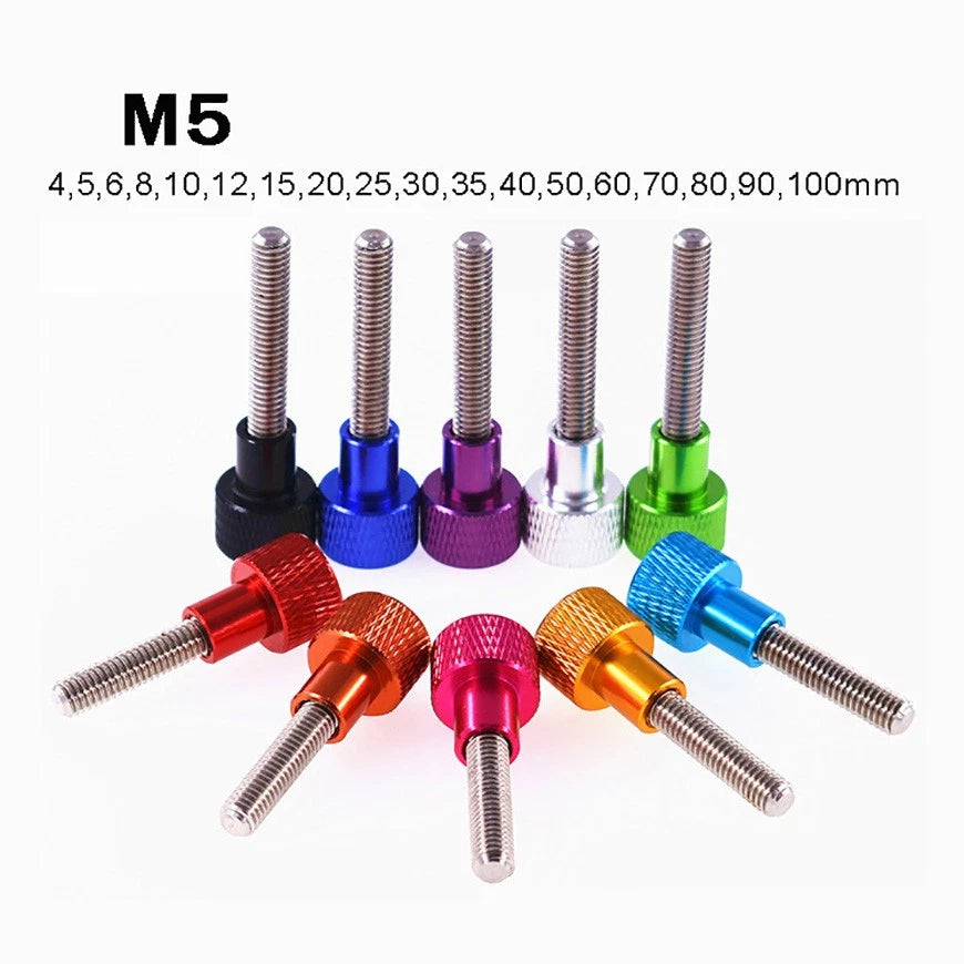 M5*5-100mm High Knurled Thumb Screws, Aluminium Nut + Stainless Steel Thread Rod