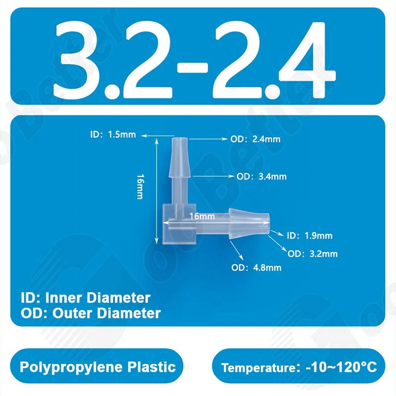 Plastic 90 Degree Elbow Barbed Hose Joiner Reducer Connector L-type Pipe Water