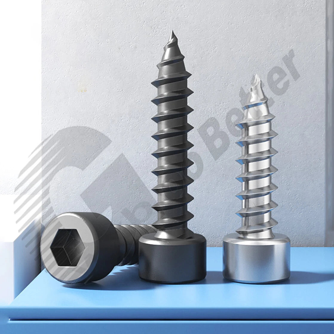 M1.7 M2 M2.3 M2.6 M3 M3.5 M4 M5 M6 Socket Head Self‑Tapping Screws – Alloy Steel, Nickel or Black Zinc