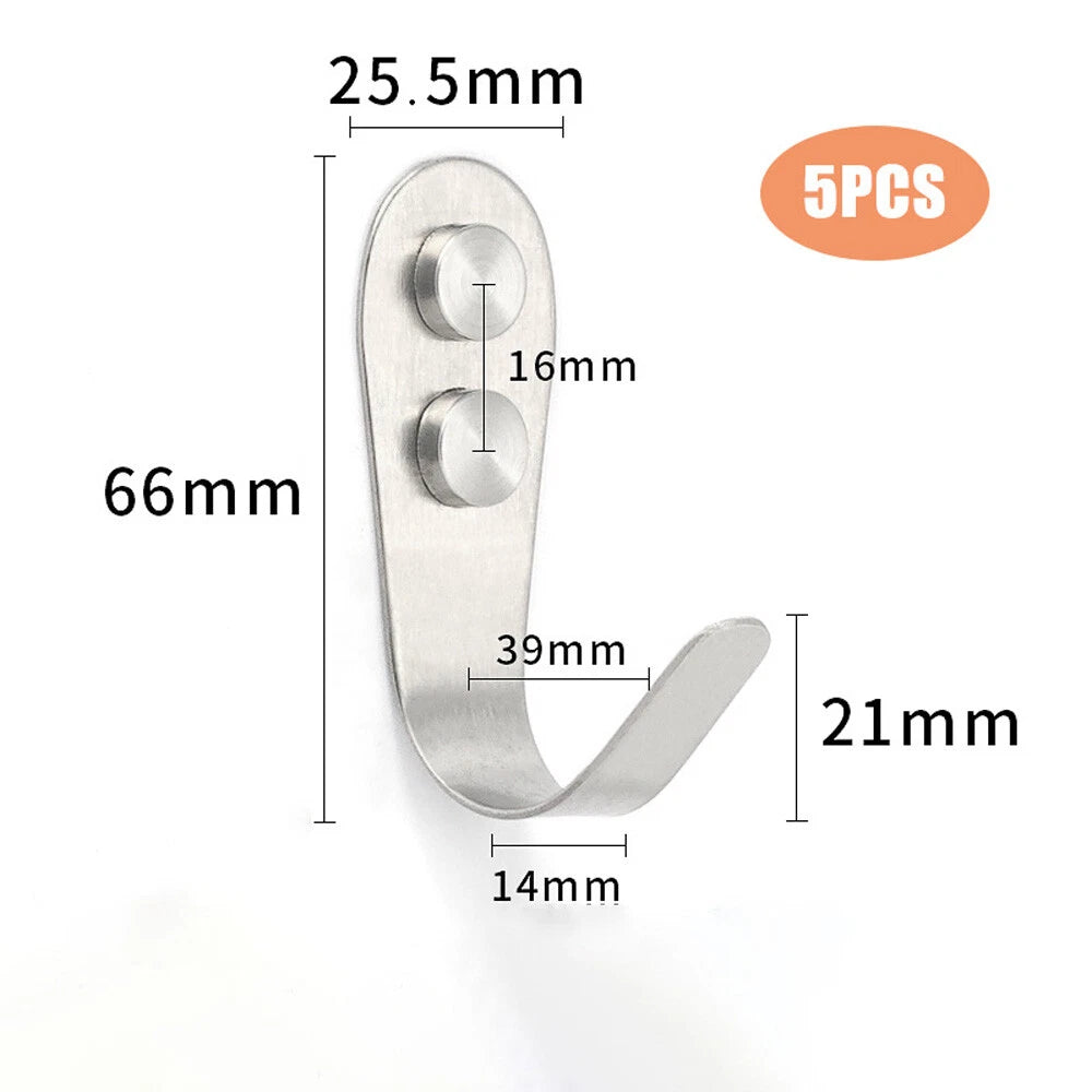 304 Stainless Steel Bathroom Kitchen Wall Door Holder Hook Hanger Hooks