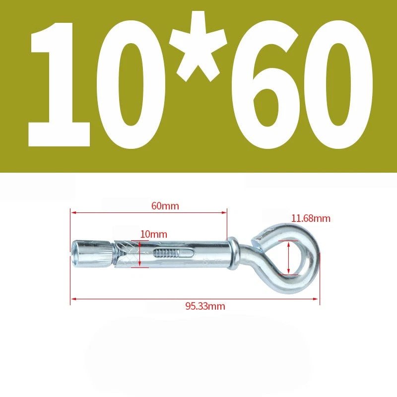Closed Hook Eye Bolt with Expansion Anchor — Galvanised & 304 Stainless | M6.5 M8 M10 M12 - HomeDIYer