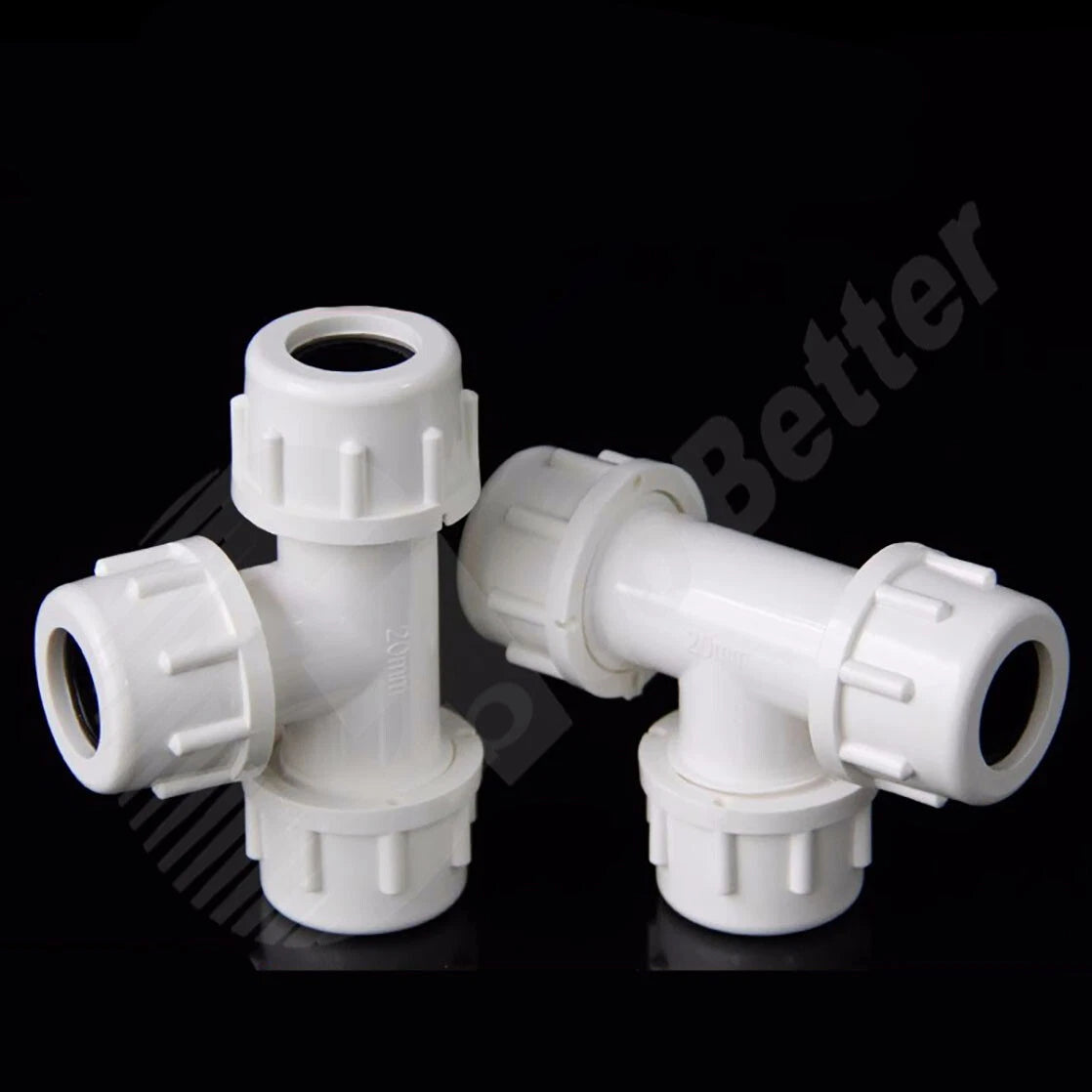 PVC Tee Connectors White Φ20mm Φ25mm~Φ50mm Fittings Union Connectors Lengthened