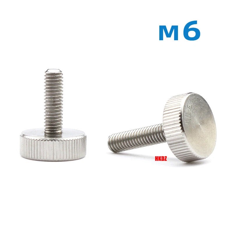 303 Stainless Steel Knurled Flat Head Thumb Screws M6x25 30 35mm Hand Screw Bolt