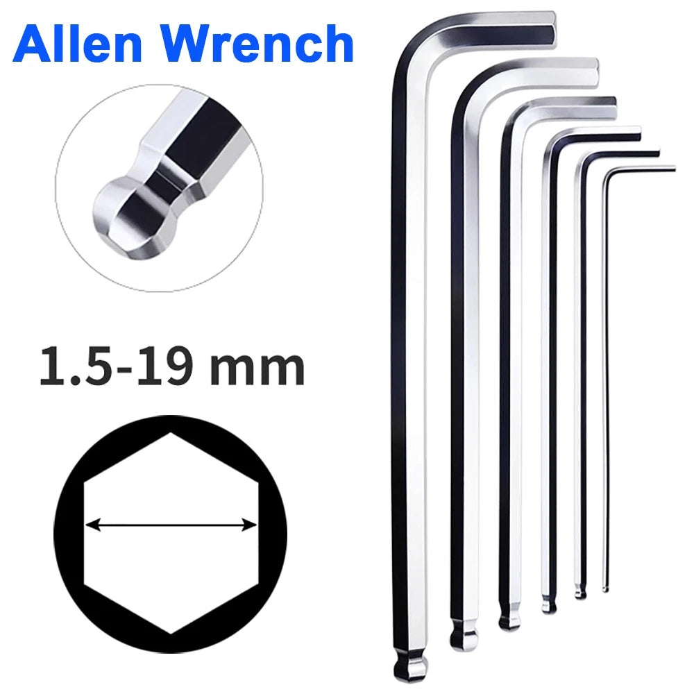 Hexagon Key Hex Long Arm Ball End Wrench 1.5-19mm Allen Wrench L Shape Allen Key