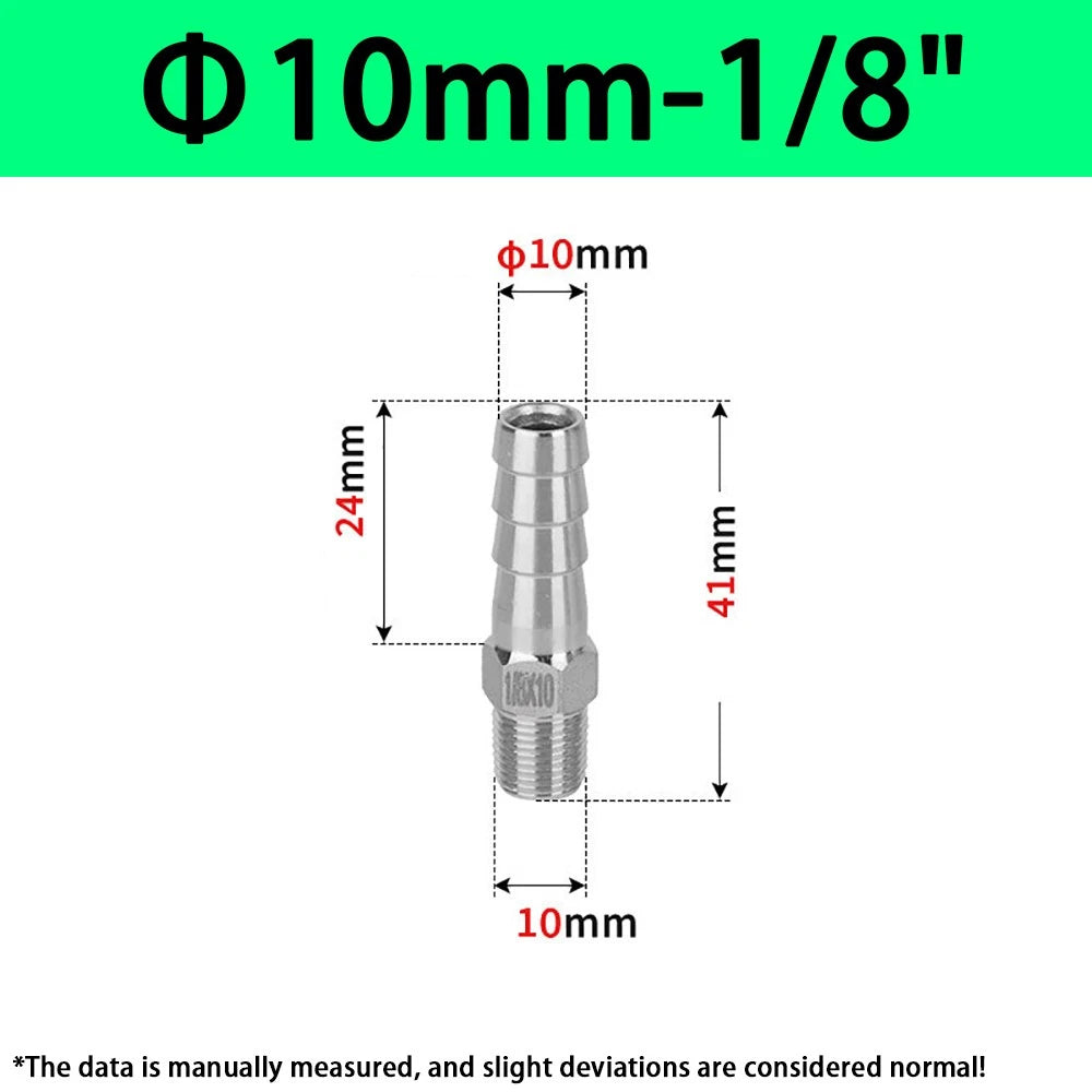 Male NPT Hose Barb Adapter Fittings – 316L Stainless Steel