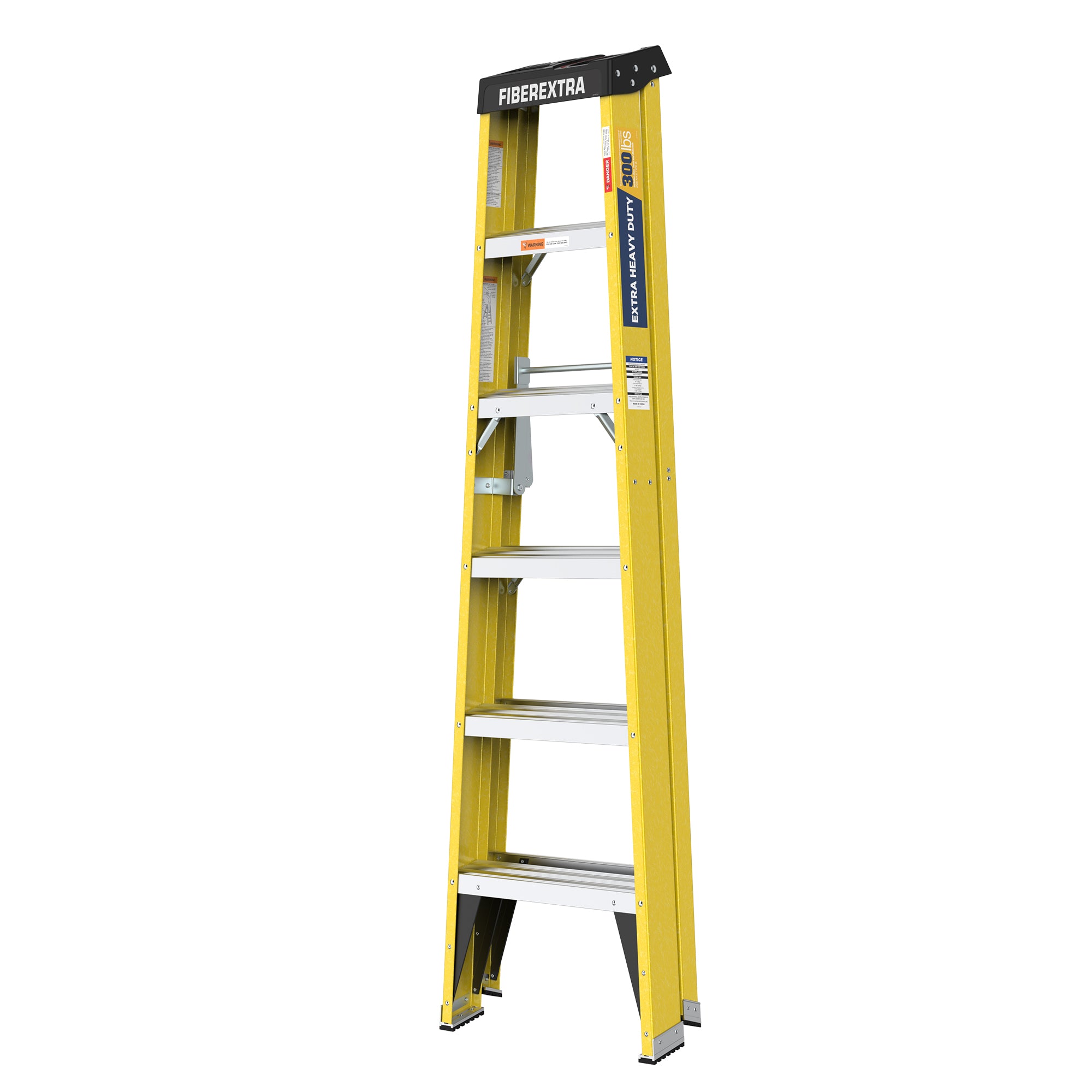 Fiberglass Step Ladder 6-Step 300LBS Yellow