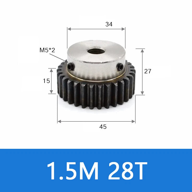 Spur Gears 45# Steel Transmission Gear 1.5 Mod 28-35 Teeth With Step Motor Gear