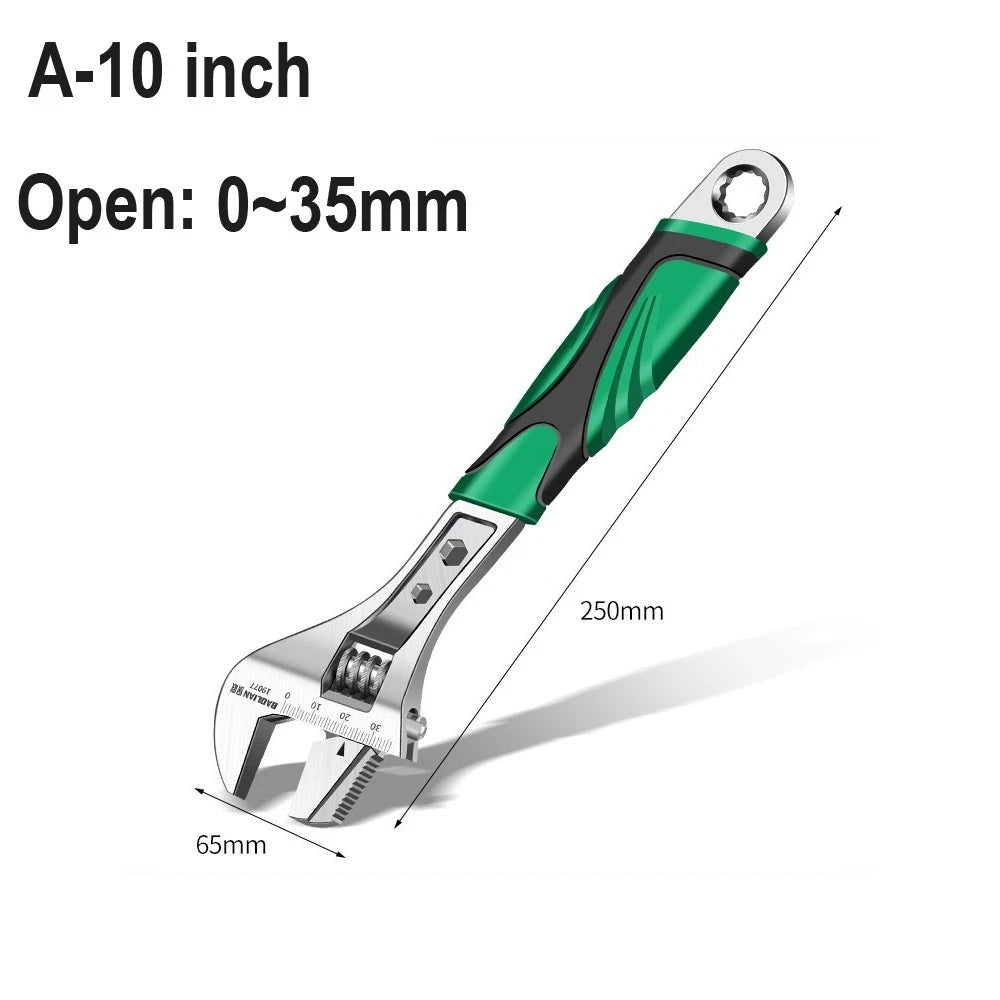 Adjustable Spanner Wrench 6 8 10 12" Cr-V Steel Metric Scale Strong Grip Handle