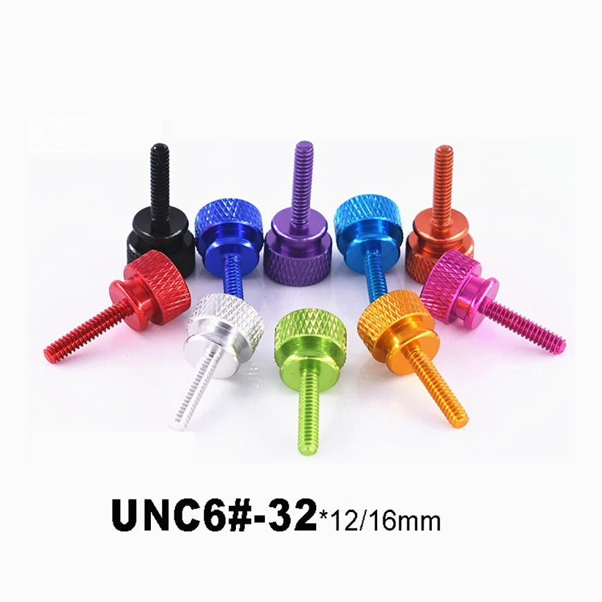 UNC #6-32 Aluminium Anodised Knurled Thumb Screws — 12mm & 16mm, 10 Colors