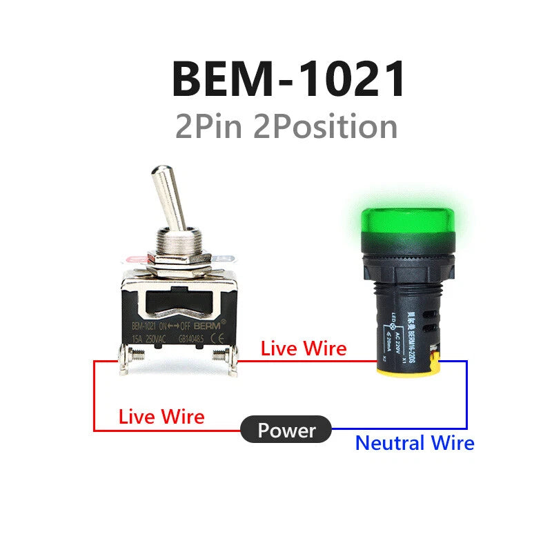 Waterproof Toggle Switch BERM Series — 15A 250V, 2/3 Position, 2–6 Pin, Latching & Momentary, Car Boat Panel