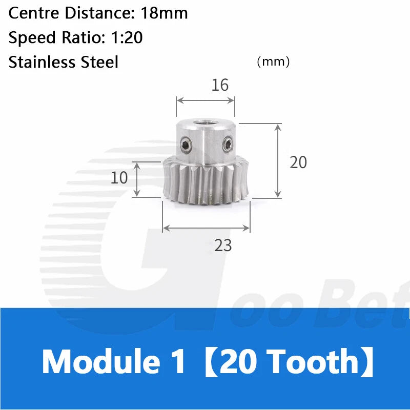 Module 1 Worm Shaft Worm Gear Wheel Stainless Steel 15 to 60 Tooth Precision 304