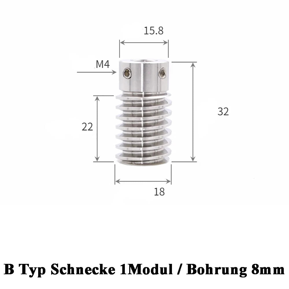 Stainless Steel A2 Module 1 Worm Shaft Worm Gear Wheel 15 to 60 Tooth Precision