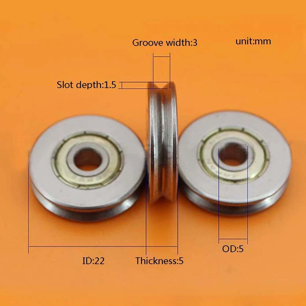 V Groove Metal Seal Guide Pulley Rail Ball Bearing V625ZZ 5x22x5mm Bearing Wheel