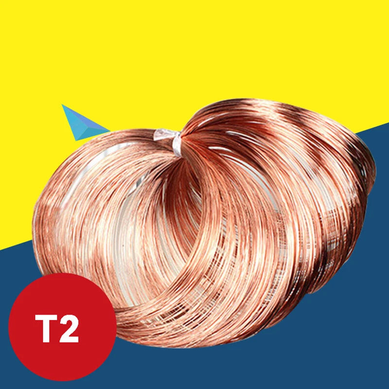Copper Round Wire T2 Solid Red Copper Bare Line Ø 0.3/0.4/0.5/0.6/0.8/1/1.5~8mm