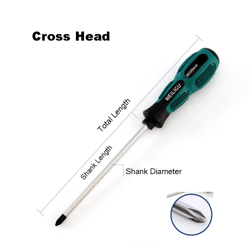 Shank L38-300mm Premium Magnetic Screwdriver Set Cross-Head Flat Heads Precision