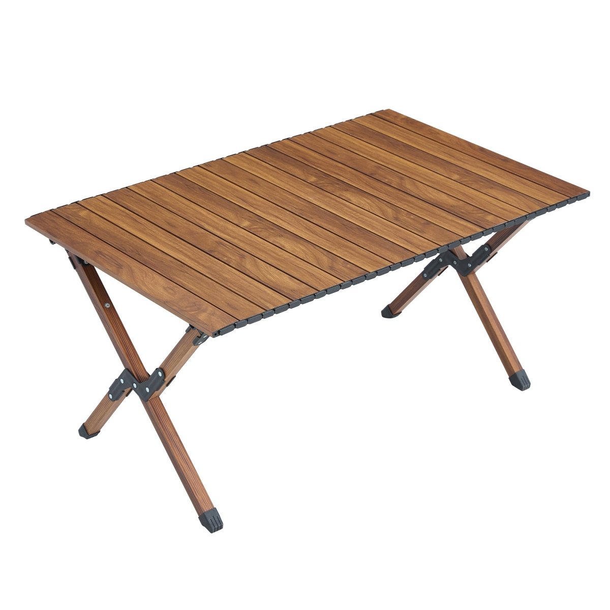 1 - piece Folding Outdoor Table,Lightweight Aluminum Roll - up Rectangular Table for indoor, Outdoor Camping, Picnics,Beach,Backyard, BBQ, Party, Patio, Brown - HomeDIYer