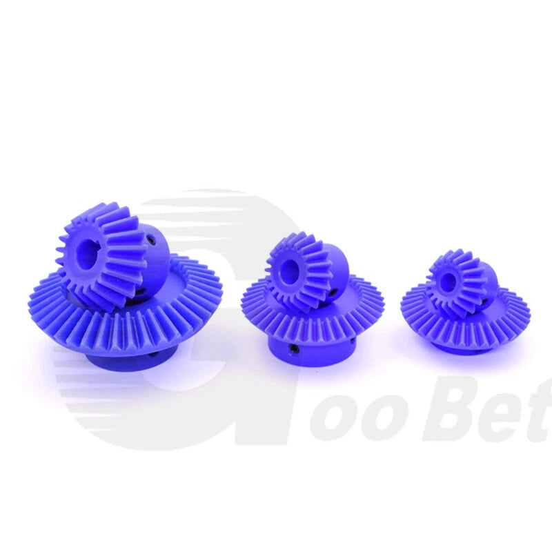 Module 1.5 Straight Bevel Gear Nylon 15 - 40 Tooth 1:2 Pairing 6-20mm Bore Blue